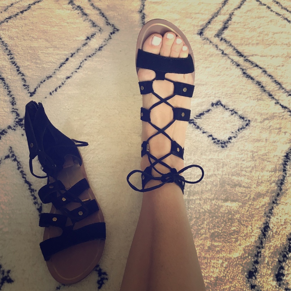 Dolce vita faux suede gladiator lace up sandals